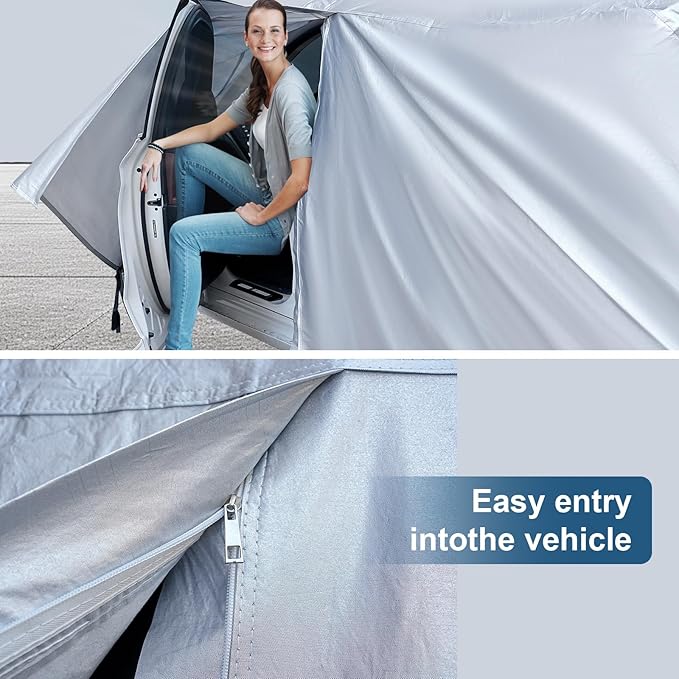 AUQDD 6-Layers Premium SUV Car Cover Waterproof All Weather Weatherproof UV Sun Protection Snow Dust Storm Resistant Outdoor Exterior Custom Form-Fit Full Padded Car Cover with Straps 178"-190" K7