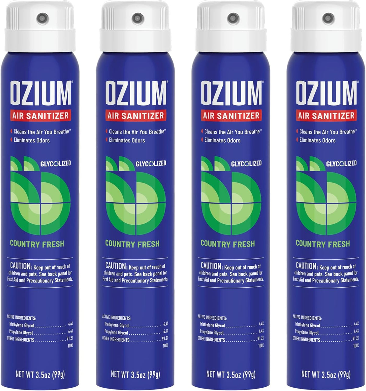 Ozium Air Sanitizer & Odor Eliminator for Homes, Cars, Offices and More, Country Fresh, 3.5 Ounce (Pack of 4)