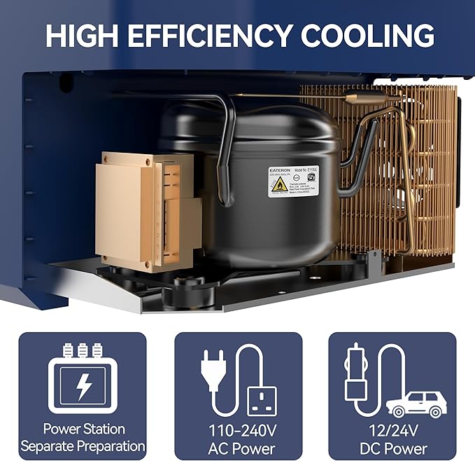 Car Fridge Portable 12V Refrigerator 40 Quart 12 Volt Freezer Compressor Cooler 12V/24V DC 110～240 V AC for Truck Van RV Camper SUV and Home Use (HC-38P5s)