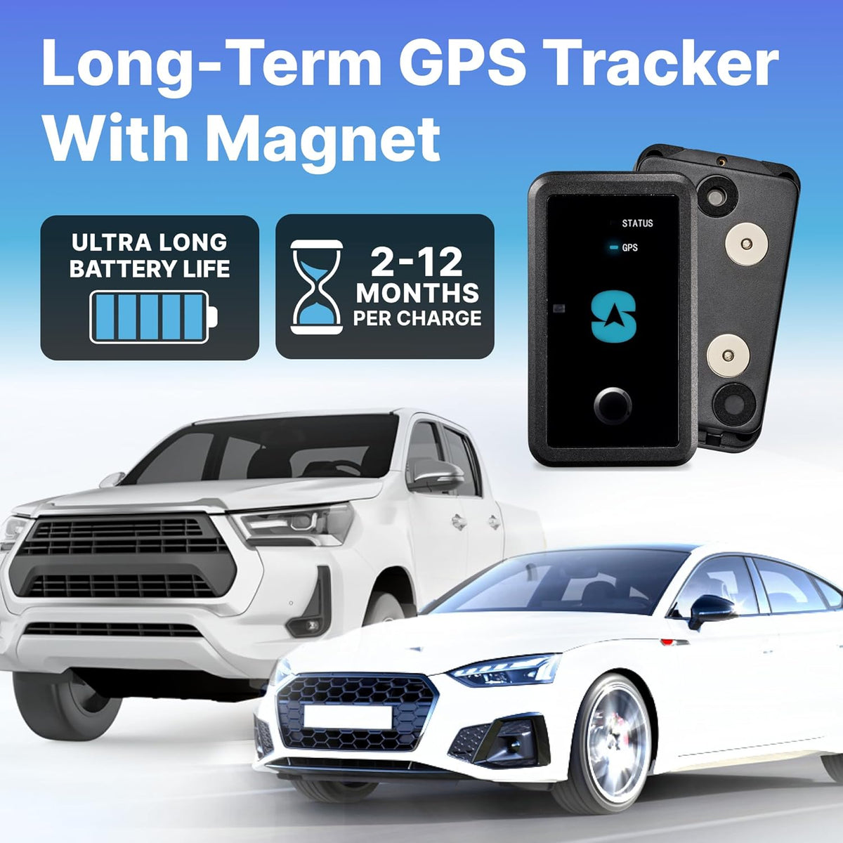 Spy Tec GPS MAX 12 Month Weatherproof Long Term Tracker w/Magnetic Mount for Cars, Vehicles, Loved Ones, Equipment, Trailers, RV - Unlimited Worldwide Real-Time GPS Tracking - Low Cost Plan