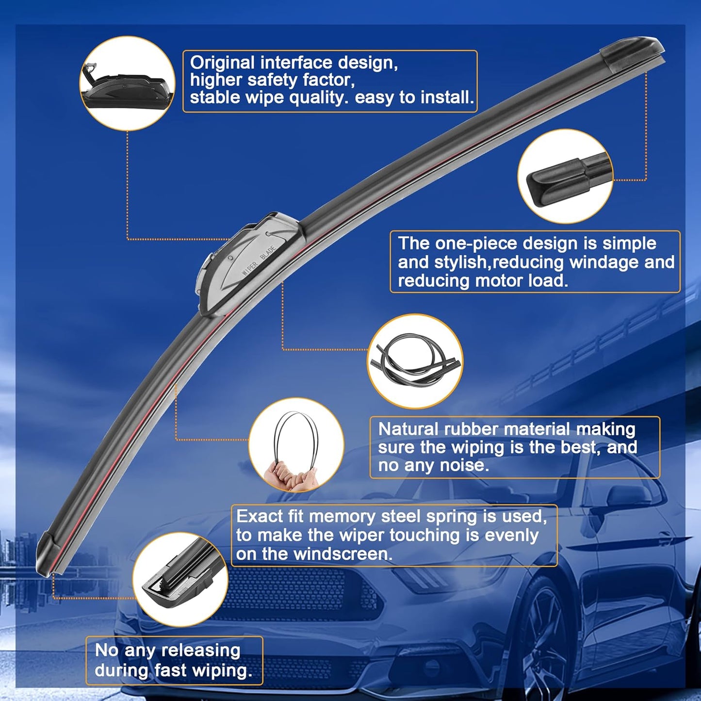 Windshield Wiper Blade Replacement for Toyota 4Runner 2010-2022 Original Equipment Replacement Front Rear Wiper Blades - 24" 20" 12" (Set of 3) U/J Hook