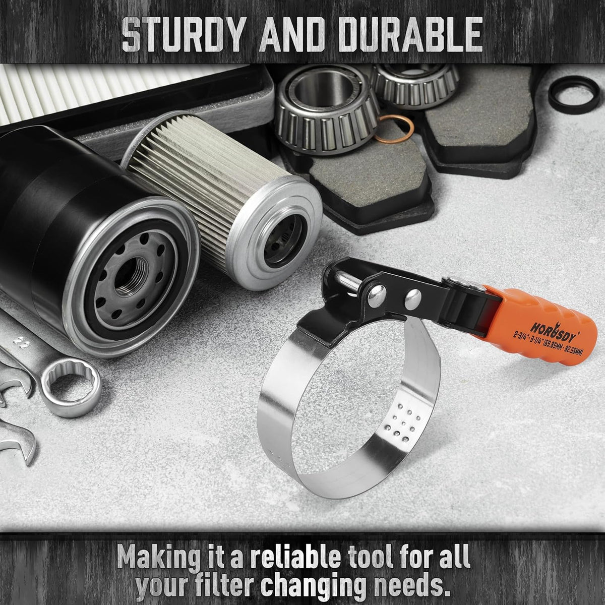 HORUSDY Small Swivel Oil Filter Wrench, 2-3/4" to 3-1/4" Ajustable Car Oil Filter Removal Tool, Durable & Easy Operation