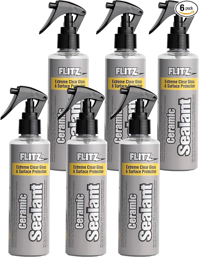 Flitz Ceramic Sealant - 8oz Bottle of USA-Made Ceramic Coating for Cars, Boats, Glass - Repels Water, Polishes, and Protects for 1 Year - Ceramic Car Spray (6 Pack)