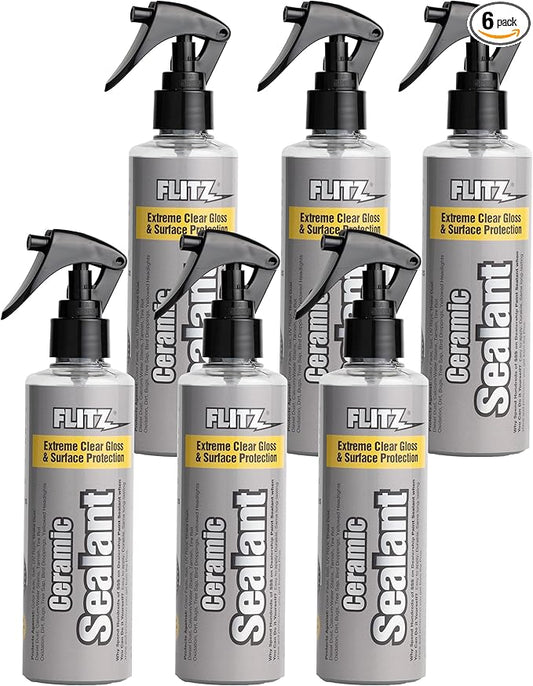 Flitz Ceramic Sealant - 8oz Bottle of USA-Made Ceramic Coating for Cars, Boats, Glass - Repels Water, Polishes, and Protects for 1 Year - Ceramic Car Spray (6 Pack)