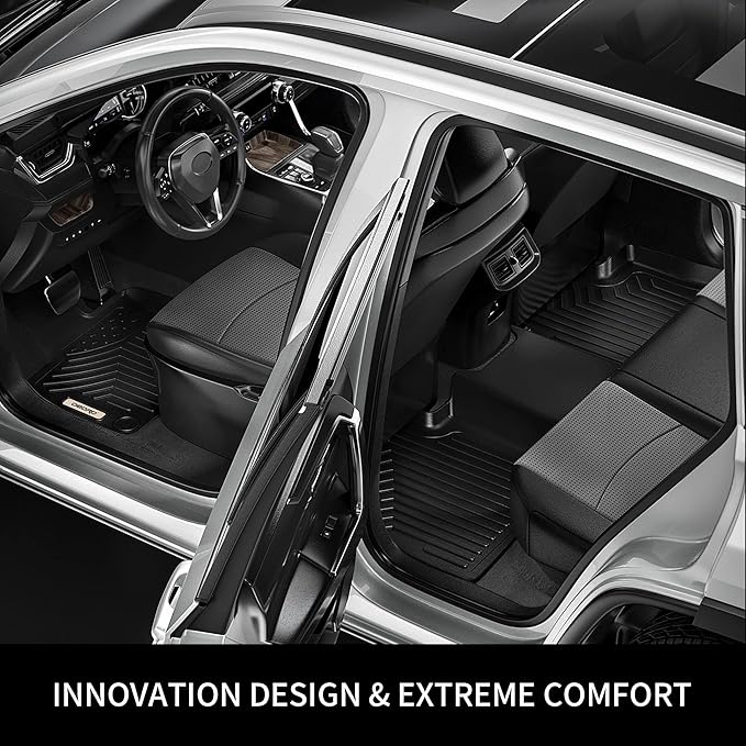 OEDRO Floor Mats Fit for 2007-2012 Nissan Altima Sedan, Custom Fit Black TPE All-Weather Guard Floor Mats 2 Row Floor Liner Set
