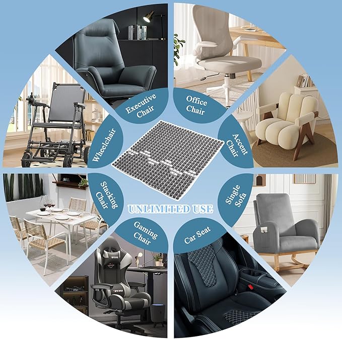 HOMREST Cooling Car Seat Cushion Back Pain Relief Ceramic Beaded Seat Cover Comfy Extreme Summer Massage Seat Pad for Car, Trucks,Executive Office Chairs(Grey)
