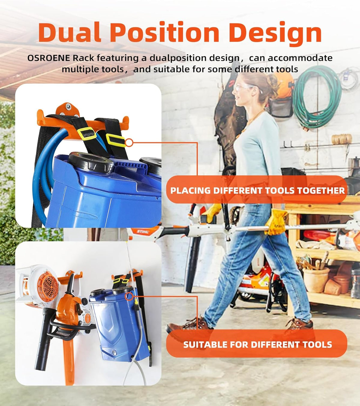Backpack Leaf Blower Hanger, 1 Pack Backpack Sprayer Wall Mount, Heary Duty Chainsaw Wall Mount Stand Accessories Garage Organization Storage