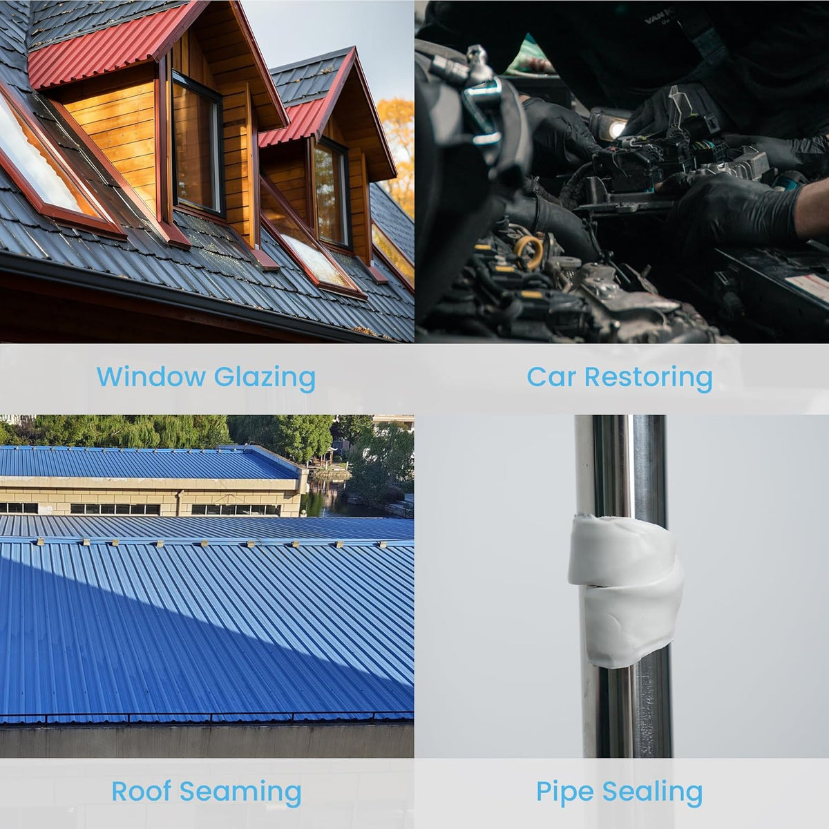 Black Butyl Tape RV Tape 3/4" x 30' x 1/8" Butyl Marine Sealant Tape, Window Glazing Putty Tape Double Sided Auto Butyl Tape Window Sealant Caulking Tape for Boat, EPDM Roof, Pool, 4Rolls