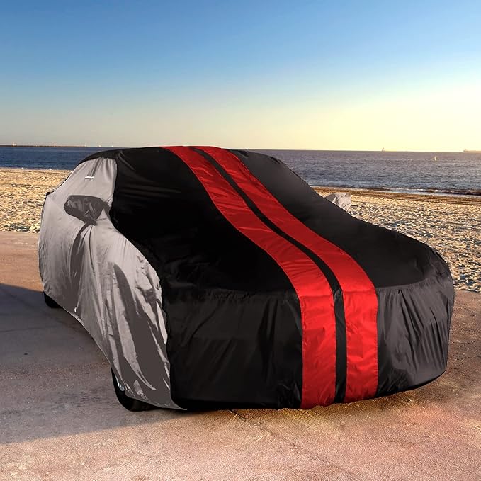 iCarCover Custom Car Cover Compatible with Mustang 1979-2004, Waterproof All Weather Rain Snow UV Sun Protector Full Exterior Indoor Outdoor Car Covers, Tribe (Gray/Black)