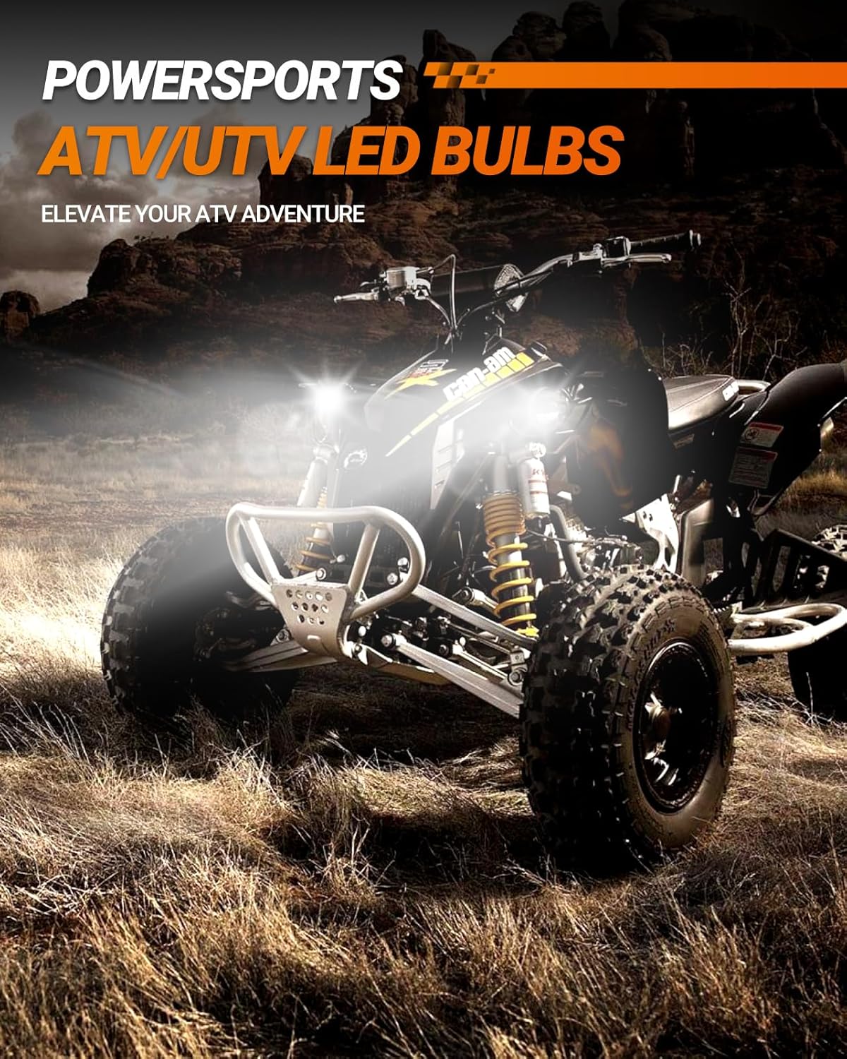 SEALIGHT 9007 HB5 Bulbs, 30000LM 9007 Fog Bulbs 6500K Cool White, 1:1 Mini Size, Powersports Accessory Lights or ATV Light with Cooling Fan, 3 Mins Plug-N-Play, Pack of 2