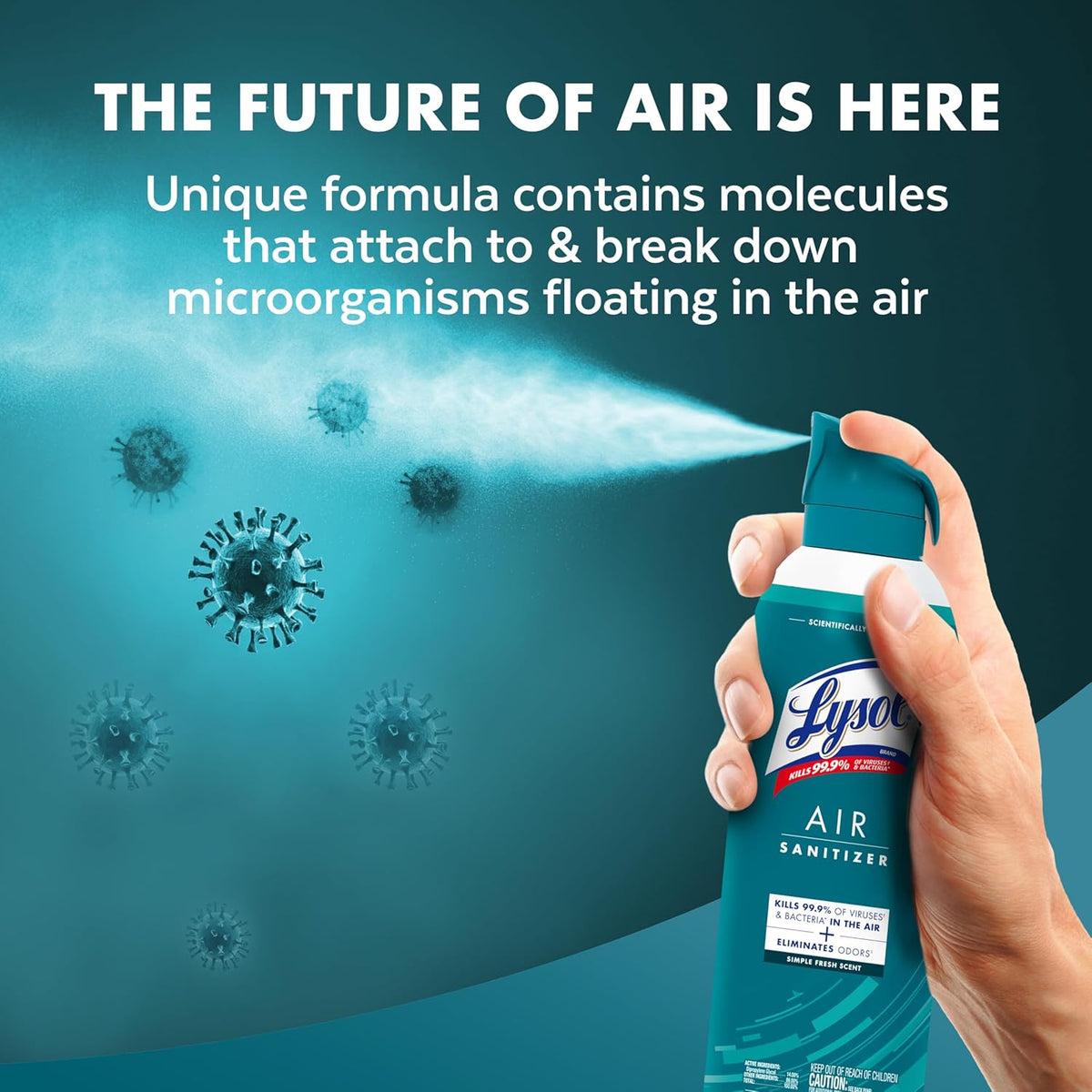Lysol Air Sanitizer Spray with Odor Eliminator for Home & Office, Sanitizing Spray, Air Freshener Alternative, Simple Fresh Scent, 10 oz (Pack of 3)