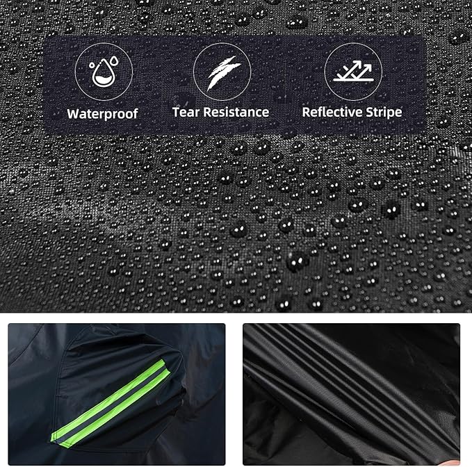 Waterproof Cover for Jeep Wrangler JK JL CJ YJ TJ 4 Door 1987-2023 Outdoor Sun Rain Wind Snow Protection Dustproof Covers with Driver Door Zipper Black