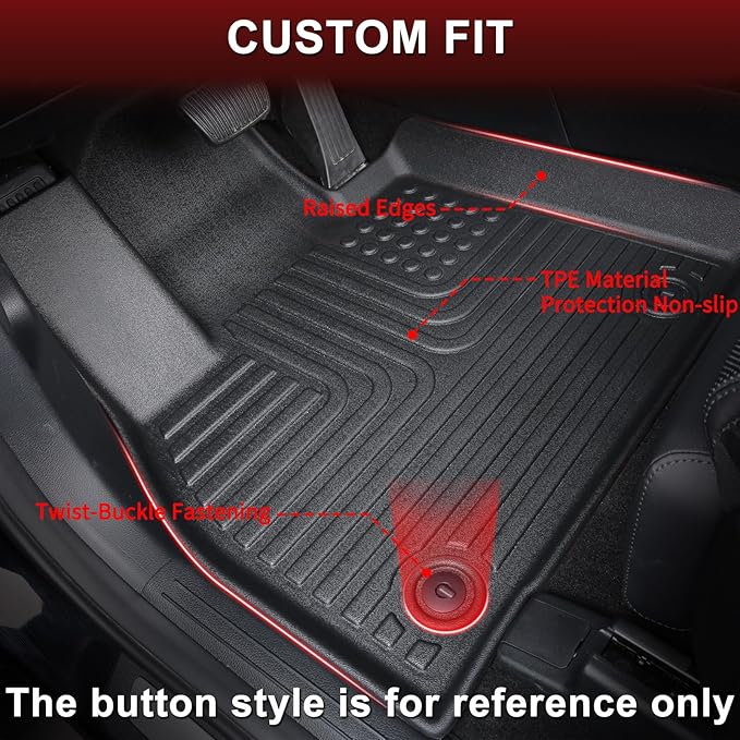 Wayhigh-All Weather Floor Mats Fit for Hyundai Santa Cruz 2022-2024 2025 Custom Fit TPE Heavy Duty Car Mats Santa Cruz Accessories-Black