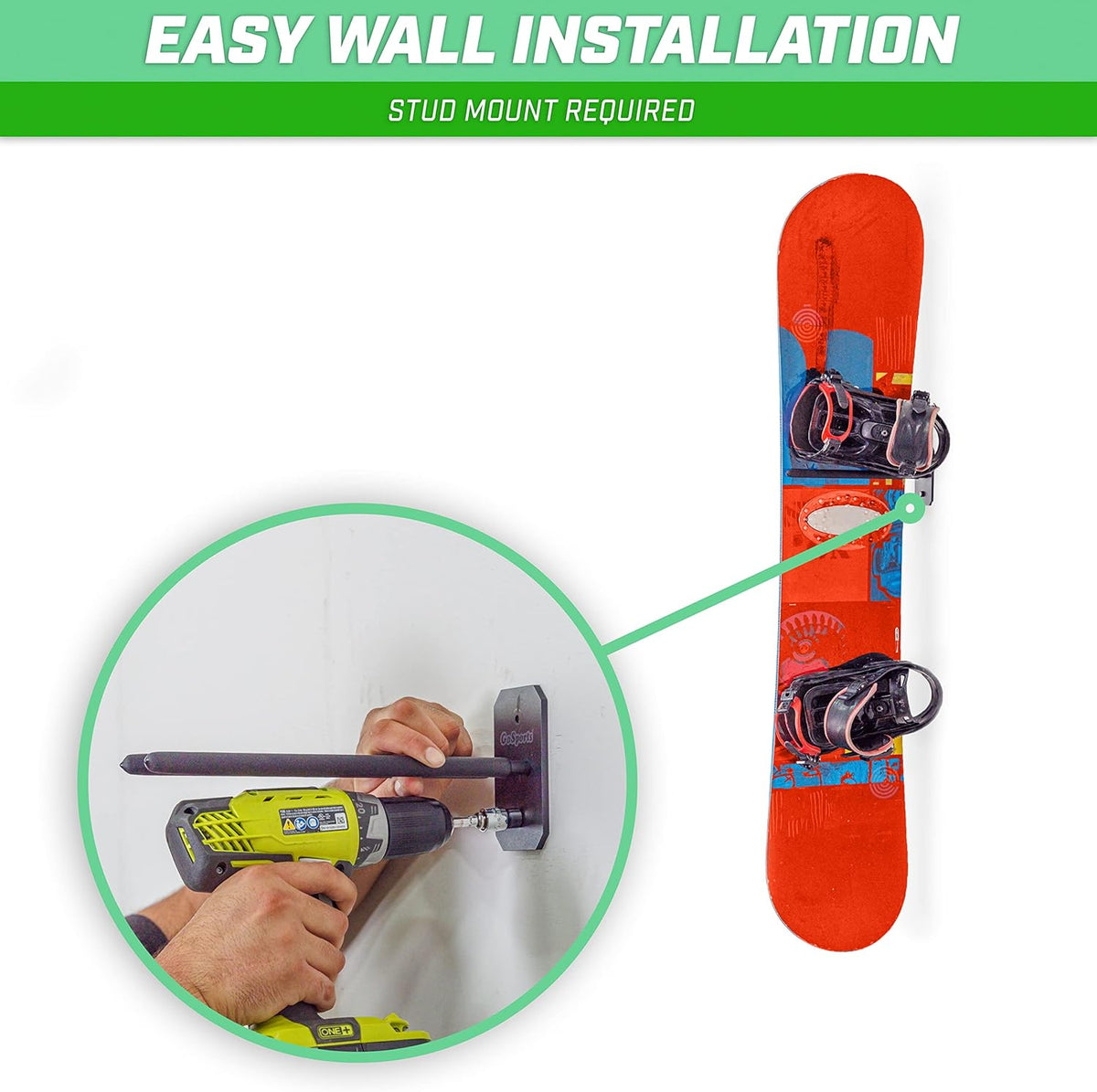 GoSports Wall Mounted Ski and Snowboard Storage Rack - 2 or 8 Ski Sizes
