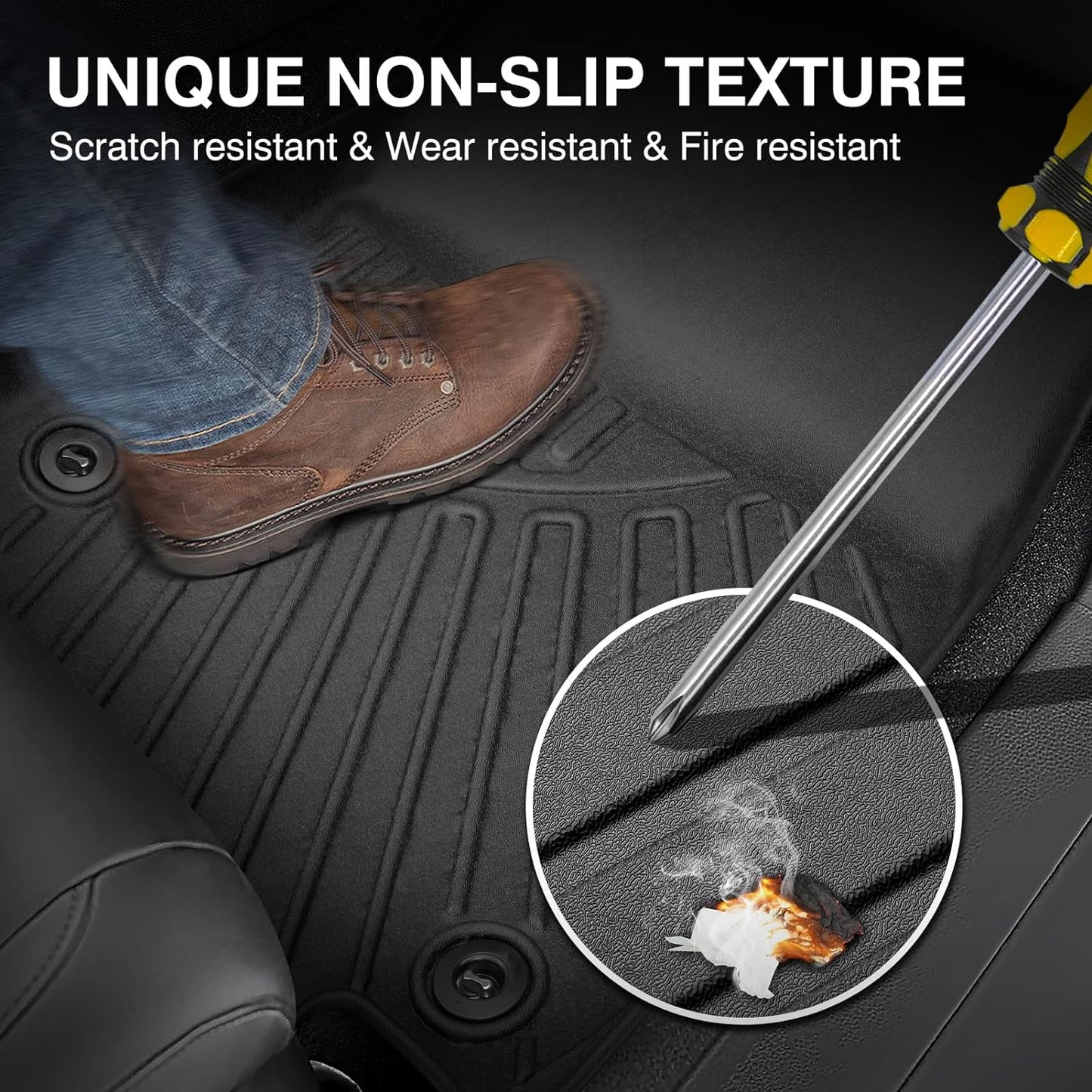 Powerty Floor Mats for 2021-2025 Jeep Grand Cherokee L 6 Seats Accessories All Weather Floor Liner 3D TPE 3rd Row Floor Mat Heavy-Duty Floor Liners
