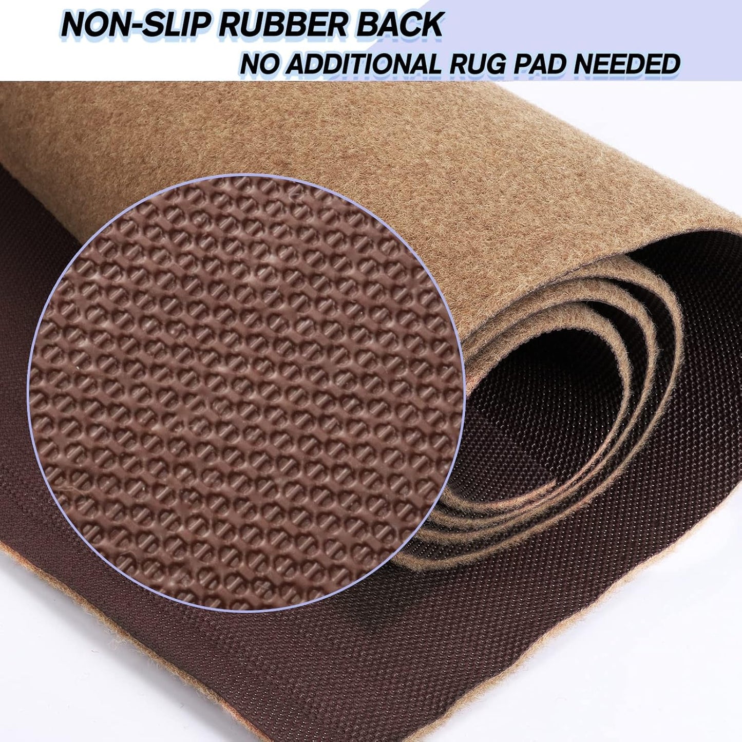 Custom Size Backed Non-Slip Area Rugs Runner, Easy Clean, Waterproof Runner Rugs for Hallway Entryway, Kitchen, Laundry, 2FT x 19FT, Beige