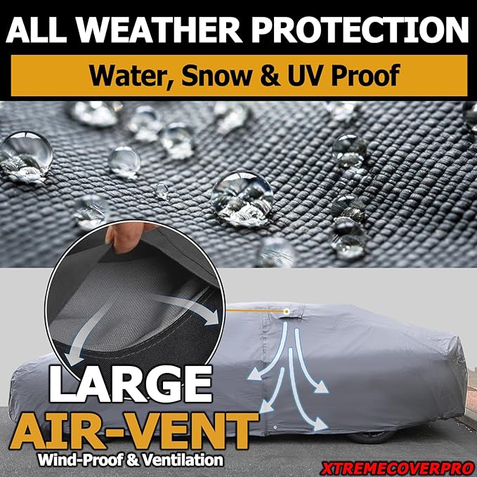 All Weather Waterproof car Cover Good for rain Snow uv Protection dust WRX STi Spoiler Civic Type-R V60 A4 ALLROAD Model Y Gray