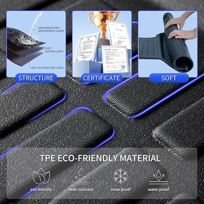 KELCSEECS Floor Mats & Cargo Liner for 2025 2024 2023 2022 2021 2020 Ford Escape(NOT Fit Hybrid) All Weather Car Mats Automotive Floor Mat Trunk Mat Floor Liners Ford Escape Floor Mats Accessories