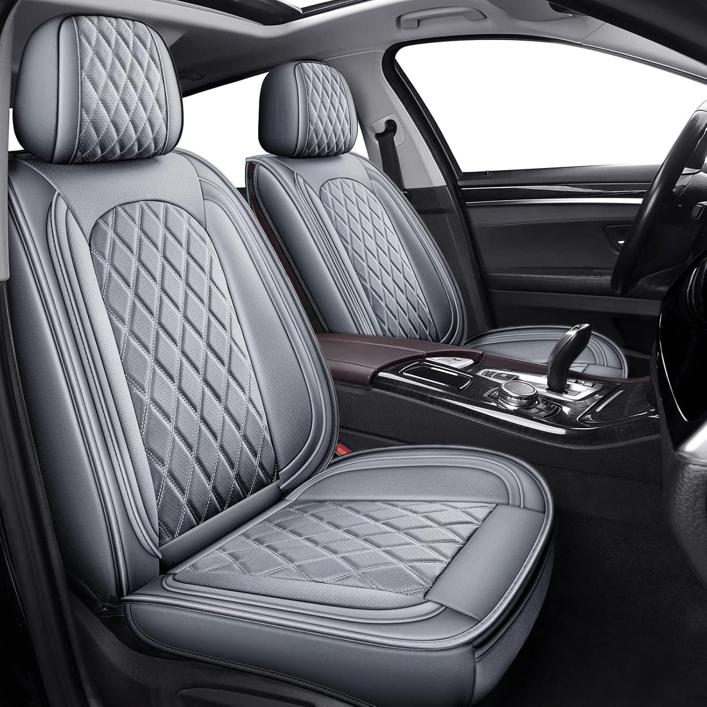MIROZO Dodge Ram Seat Covers with Split Bench 40/60,Waterproof Truck Ram Seat Covers Compatible with 2009-2025 Dodge Ram 1500 2500 3500 Truck Pickup Crew Quad Cab (Gray,Full Set Curved Back)