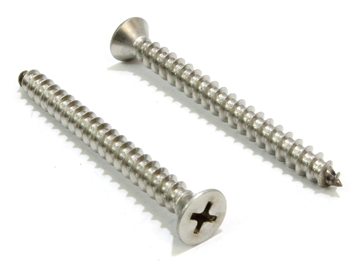 Bolt Dropper #8 X 1-1/2'' Stainless Steel Flat Head Phillips Wood Screw, (100 pc), 18-8 (304) Stainless Steel Sheet Metal Screws - Type A Point, Plain Finish