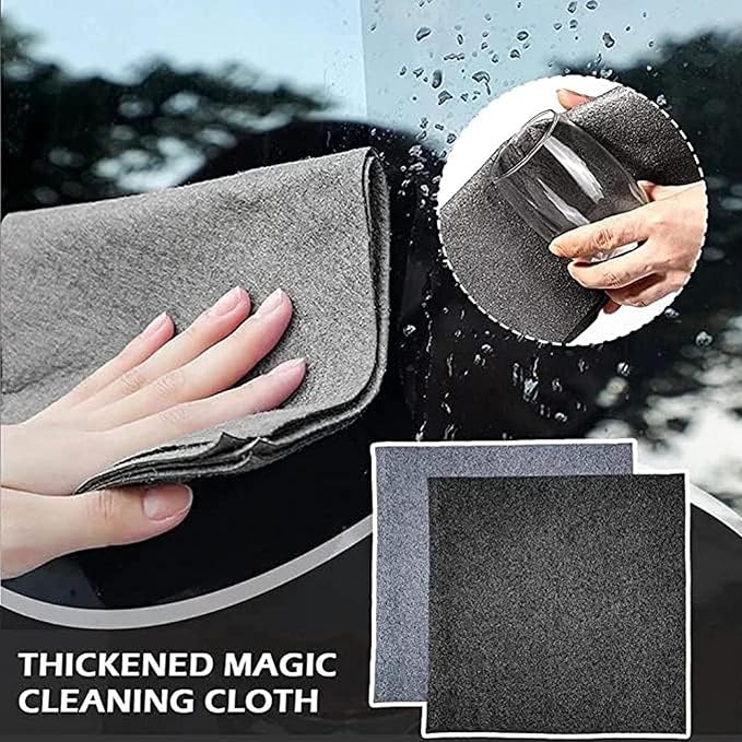 FETNHU Non-Woven - Super Absorbent 11.8" x 11.8" Lint-Free Cleaner, Reusable Thickened Magic Cleaning Cloth, Multipurpose Magic Cloths for Cleaning Glass, Cars, Kitchen, Window, Mirrors (10PCS-Black)