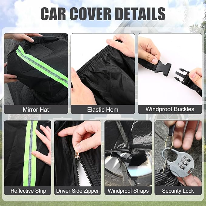 Waterproof Car Cover Compatible with Toyota Corolla Cross 2022-2025, Black 210T Inside Cotton Cover with Door Zippers for Snow Rain Dust Outdoor Protection