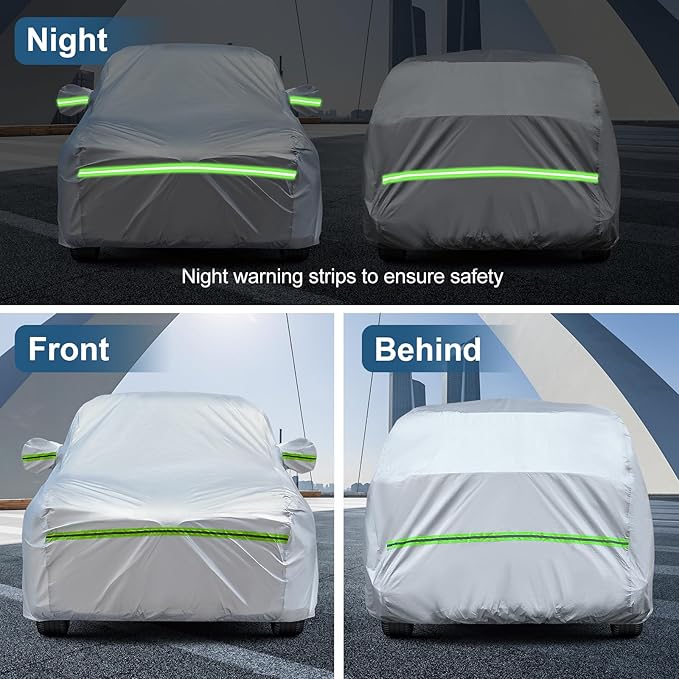 AUQDD 6-Layers Premium SUV Car Cover Waterproof All Weather Weatherproof UV Sun Protection Snow Dust Storm Resistant Outdoor Exterior Custom Form-Fit Full Padded Car Cover with Straps 214-232 K11…