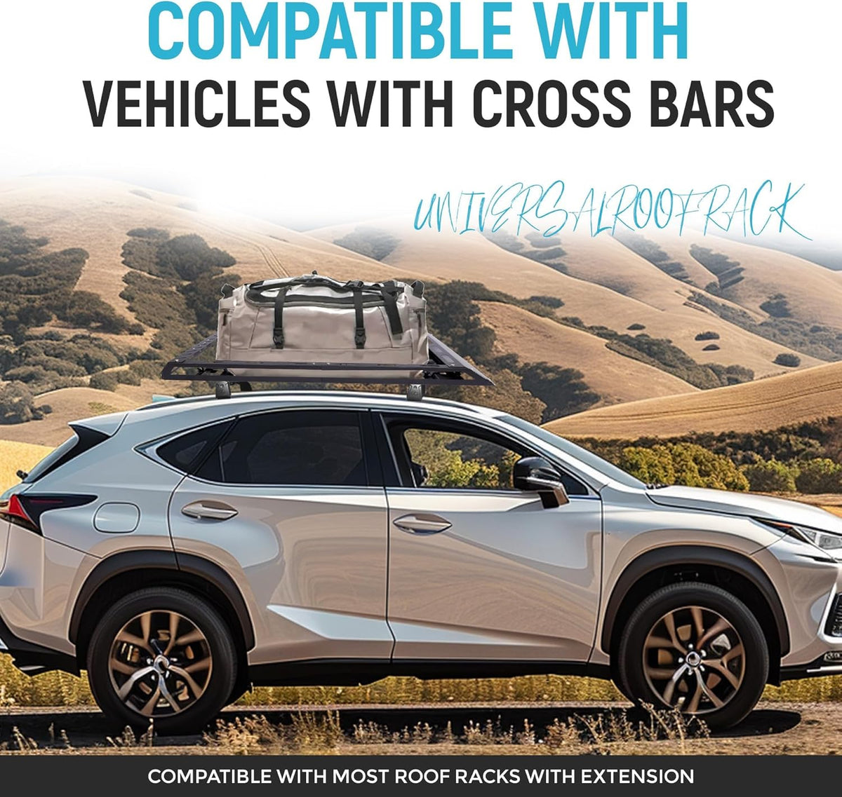 ECOTRIC 50" x 39" x 4.75" Roof Rack Cargo Basket W/Cross Bars Fit for Car SUV Pickup Truck Van Universal Top Cargo Carrier Metal Luggage Storage Holder Basket Rack for Travel 150Lbs Steel Black