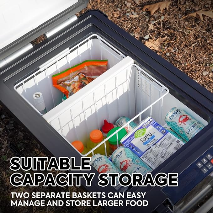 ICECO APL55 Dual Zone Portable Refrigerator Bluetooth Controlled, 55 Liter 12v refrigerator with SECOP Compressor, DC 12/24V, AC 110-240V, for Truck, Car and Home, -4℉~68℉(Silver)