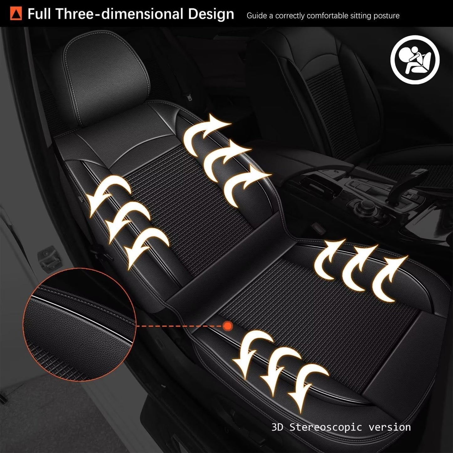 Front Seat Covers for Toyota Camry 2012-2023 2024 2025 Leather Ice Silk Breathable Car Seat Cover Protector (2 Seats & Black)