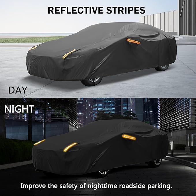 MORNYRAY Compatible with Chevy Camaro,Car Cover Outdoor Waterproof Sun Rain Snow Hail Protection with Driver Door Zipper (Black, Custom Fit Chevy Camaro)