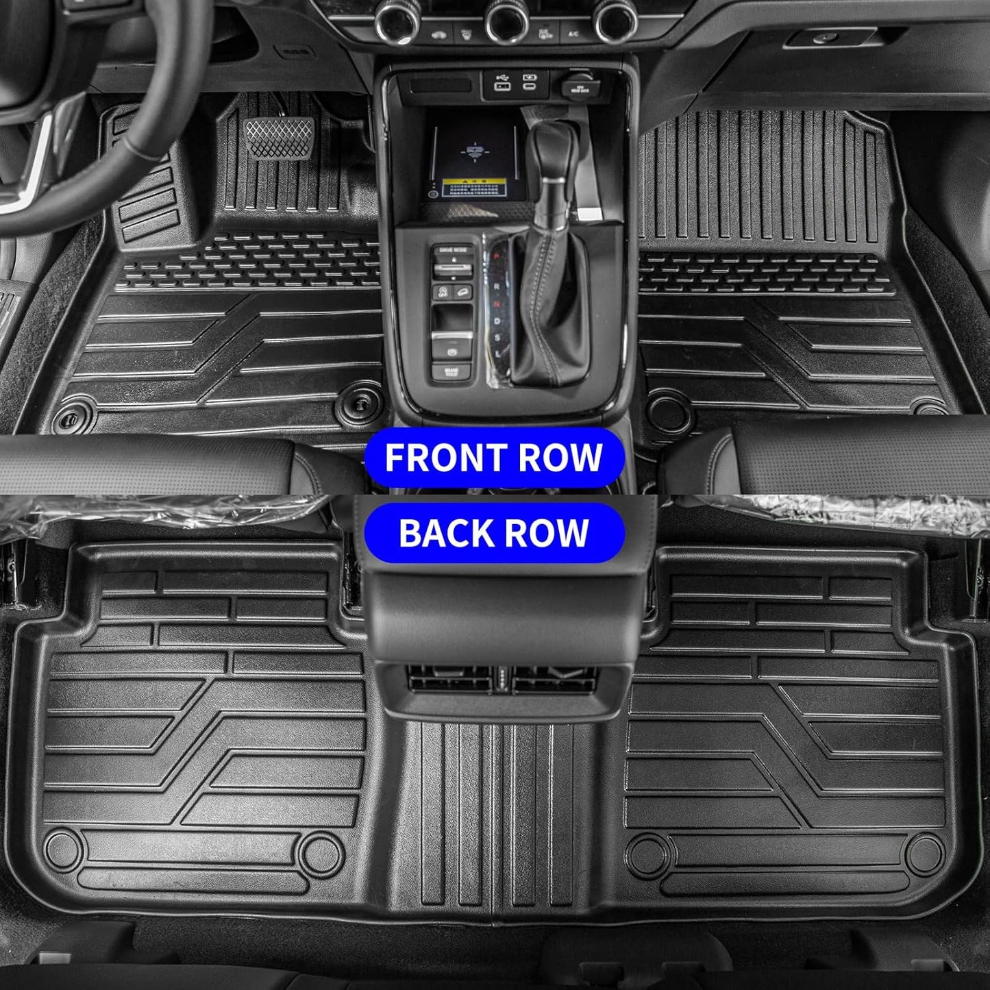 Rongtaod Floor Mats Compatible with 2023 2024 2025 2026 Honda CRV Trunk Liner Cargo Liner Cargo Mat Back Seat Cover Protector CR-V Accessories (Fit Lower Deck,Backrest Mats+Trunk Mat+Floor Mats)