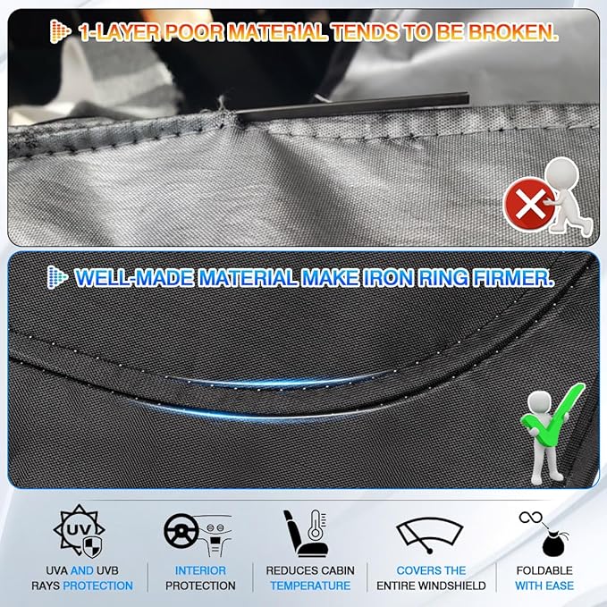 Windshield Sun Shade for 2021-2025 2026 Acura MDX Accessories Thicken 6-Layer Front Window Sunshade Cover Sun Visor Protector Foldable Block UV Rays Keep Vehicle Cool