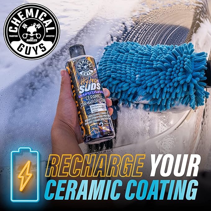 Chemical Guys EQP368 TORQ Professional Snow Foam Cannon Car Wash Snow Foamer + HydroSuds Ceramic SiO2 Foaming Car Wash Soap 16 fl oz (Safe for Cars, Trucks, & More) Works With Pressure Washer