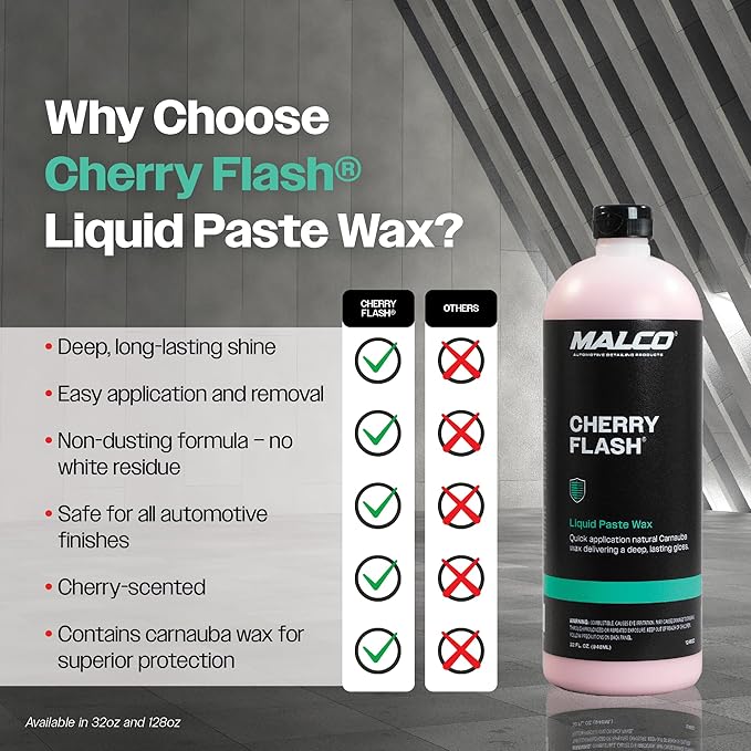 Malco Cherry Flash Automotive Liquid Paste Wax – Protect & Shine Your Vehicle/Easiest Way to Hand Wax Your Car/Lasting Gloss & Protection For Cars, Trucks, Boats and Motorcycles / 1 Gal. (124801)