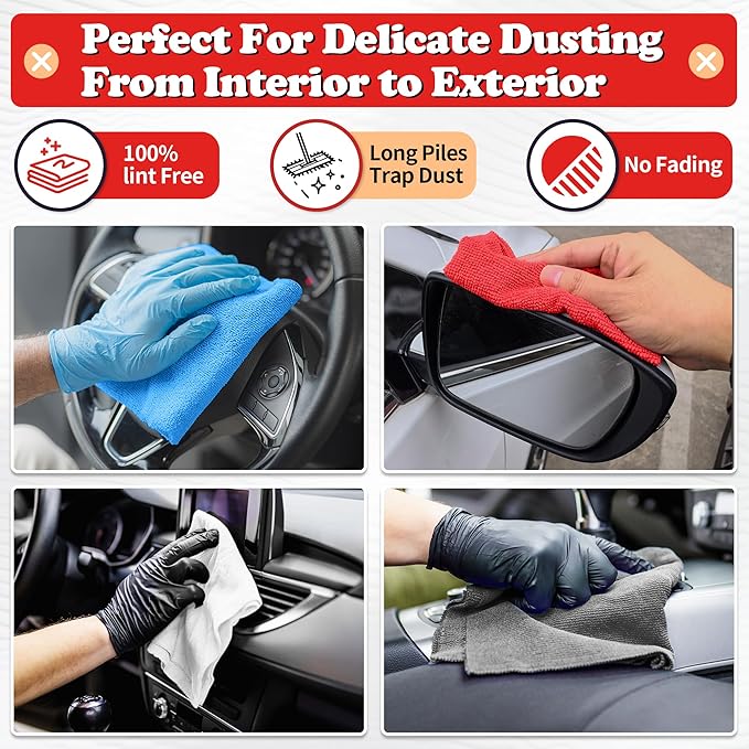 FIXSMITH Shop Towels, Microfiber Cleaning Cloth Bulk, 200 Pack Microfiber Towels for Cars, All-Purpose Absorbent Cleaning Rags, Dust Cloth for Automotive, Mechanic, Garage, Bar, 11.5 x 11.5 inch