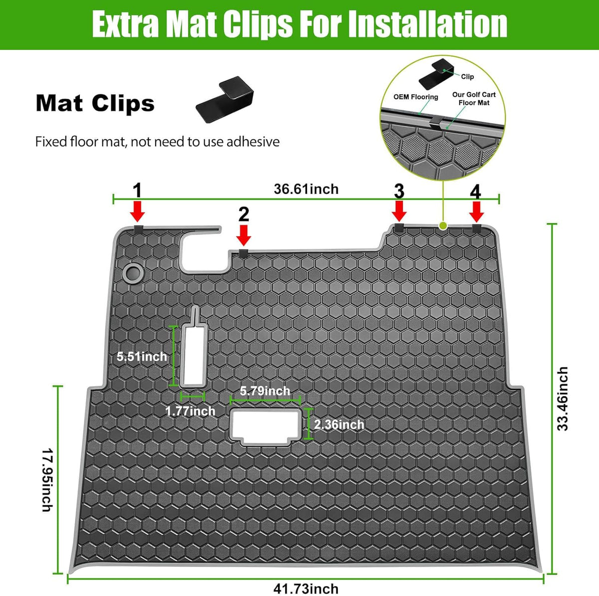 EZGO TXT Golf Cart Full Coverage Floor Liner Mat, fits EZGO TXT (1994+), Valor(1994+), Express S4(2012-2020), Cushman Workhorse, EX1(2020), Thick Anti-Slip Rubber, Grey Trim