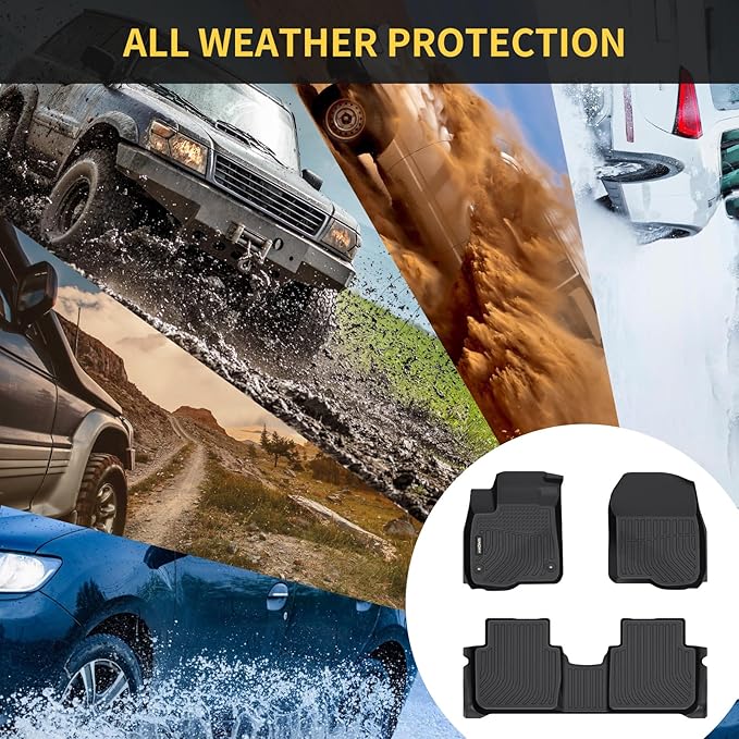 GINOWY- Floor Mats & Cargo Liner for Kia Sportage Hybrid 2023 2024 2025, TPE All Weather Sportage Hybrid 2024 Car Mats, Custom Fit Floor Liners Anti-Slip Trunk Mat 2025 Sportage Accessories Black