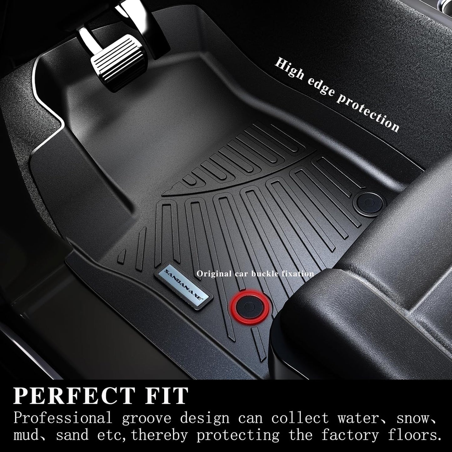 SANBAN Floor Mats & Trunk Mat & Backrest Mat for 2025 Nissan Kicks TPE All Weather Protection 2 Rows Car Floor Liners & Cargo Liners with Velcro Rear Seats Backrest (Only Suitable Upper Layer)