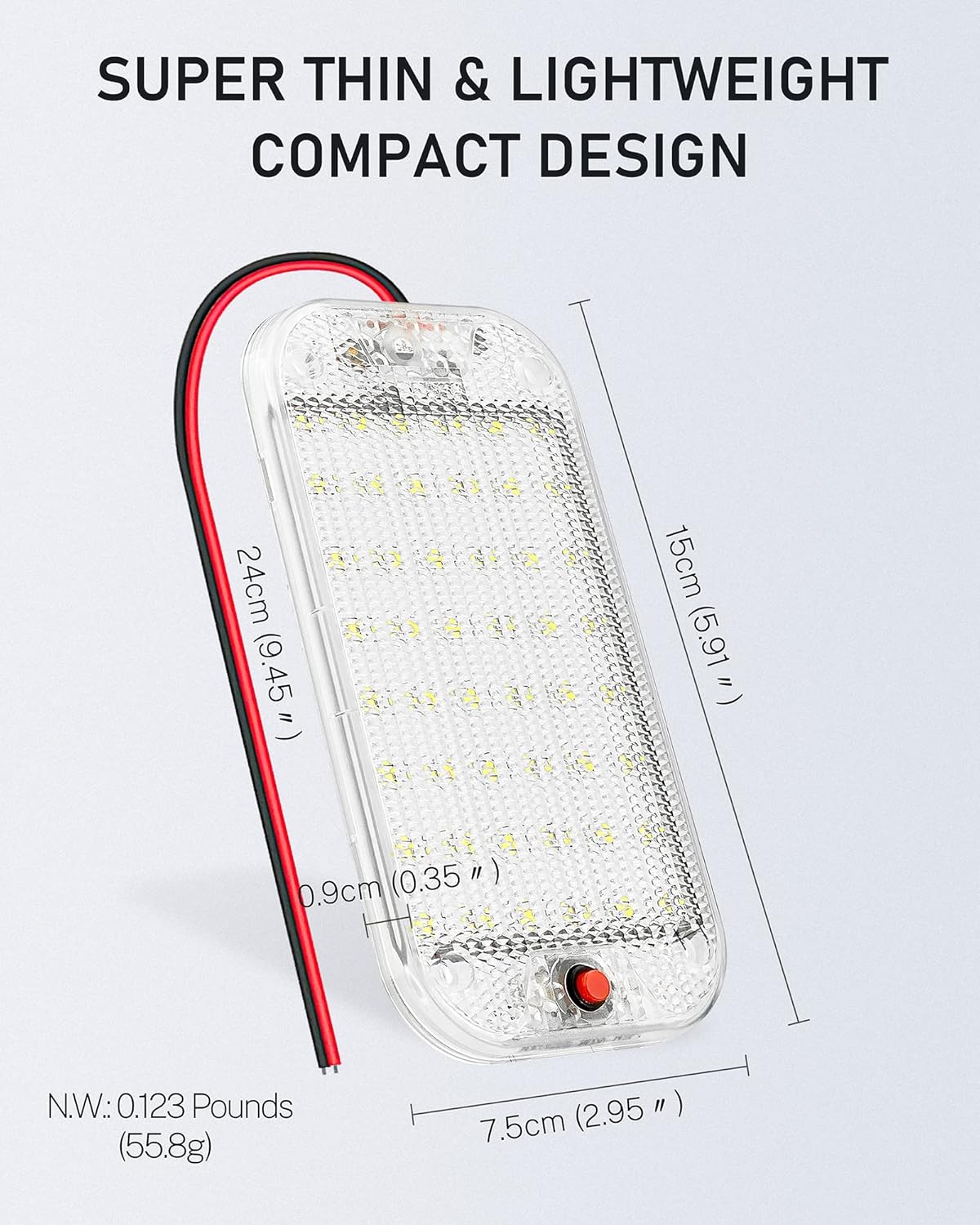 Dome Light for RV Interior, 48LED 800LM Ultra Bright 12 Volt LED White Lights, RV Ceiling Light with Switch Control, Ideal for Car Van Truck Camper Lorry Motorhome Boat(4 Pack)
