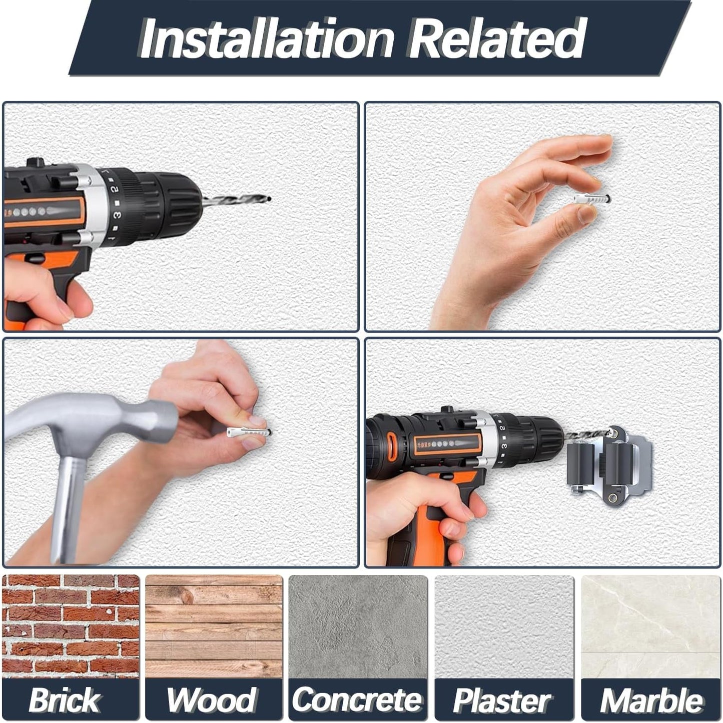 3-H Mop and Broom Holder Wall Mount 25 Pack, Broom Hanger Wall Mount for Garage Garden Shed Storage System Laundry Room Home Kitchen Organization up to 1.45 Inch(black)