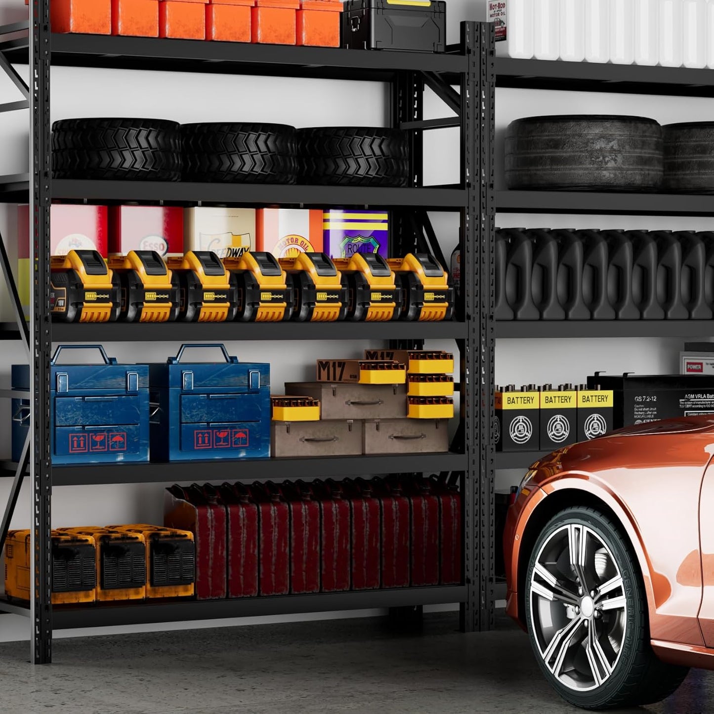 Garage Shelving Heavy Duty - 6.5ft W Extra Large Metal Shelving Units and Storage for 6500lbs, 4tier Adjustable Basement Storage Industrial Shelves Pallet Racking Organizer (23.6"D *78.7"W * 78.7"H)