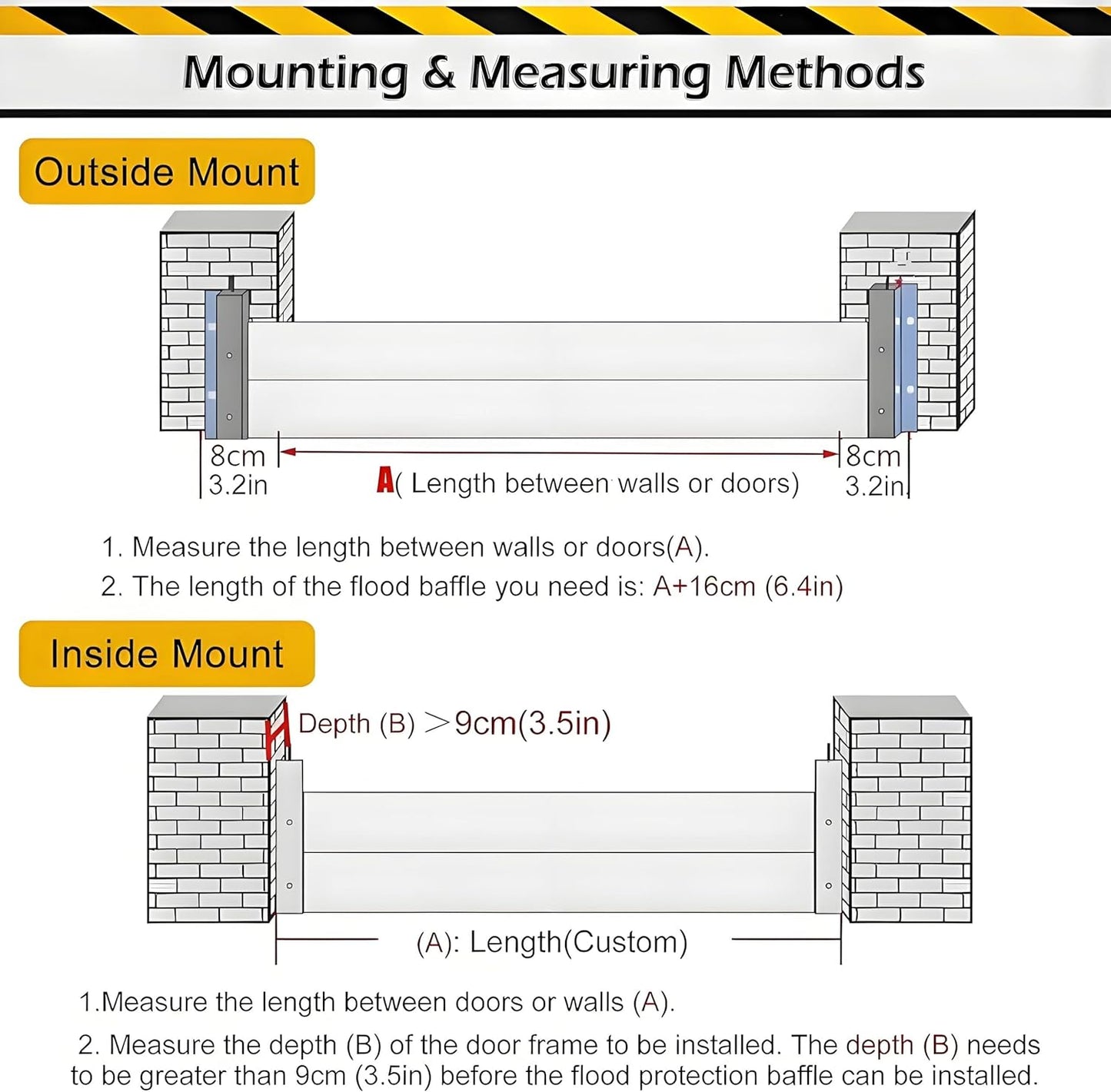 Flood Barriers for Home Exterior,Aluminum Alloy Outdoor Garage Doors Water Barriers for Flooding(H7.9Inch,L3.5FT)