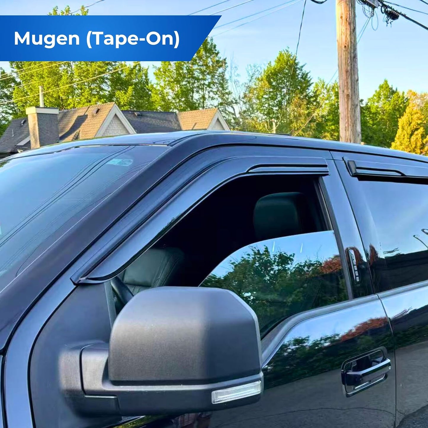 KPY Window Visor Rain Guard Compatible with Honda Accord Sedan 2003-2007, 4PC Side Window Vent Deflectors Tape-On Mugen Style, 2003 2004 2005 2006 2007