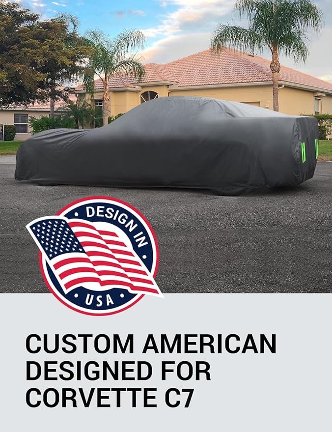 Proadsy 2025 Upgrade Car Cover Compatible with C7 Corvette 2014-2019 Windproof All Weather Waterproof Sun Rain UV Dust Snow Protection Outdoor Covers