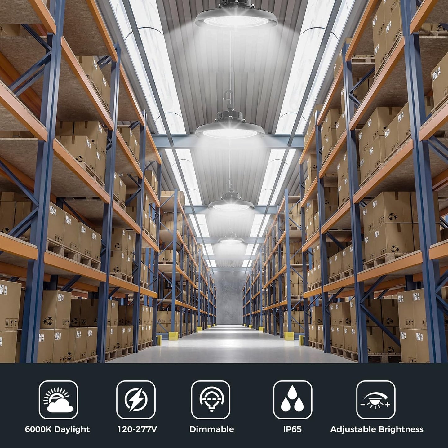 High Bay Lights LED UFO Light 240W LED Shop Lights 6000K IP65 Commercial Bay Lighting Fixture 43200 LM Super Bright, 5ft Cable Plug & Play for Warehouse Factory Garage Workshop Barn 12 Pack