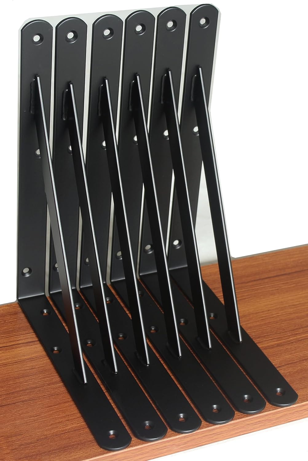 6 Pack L10 x H 8" Black Heavy Duty Shelf Brackets with Screws Metal Shelf Brackets Shelf Support Angle Brackets for Shelves L Brackets Heavy Duty Floating Shelf