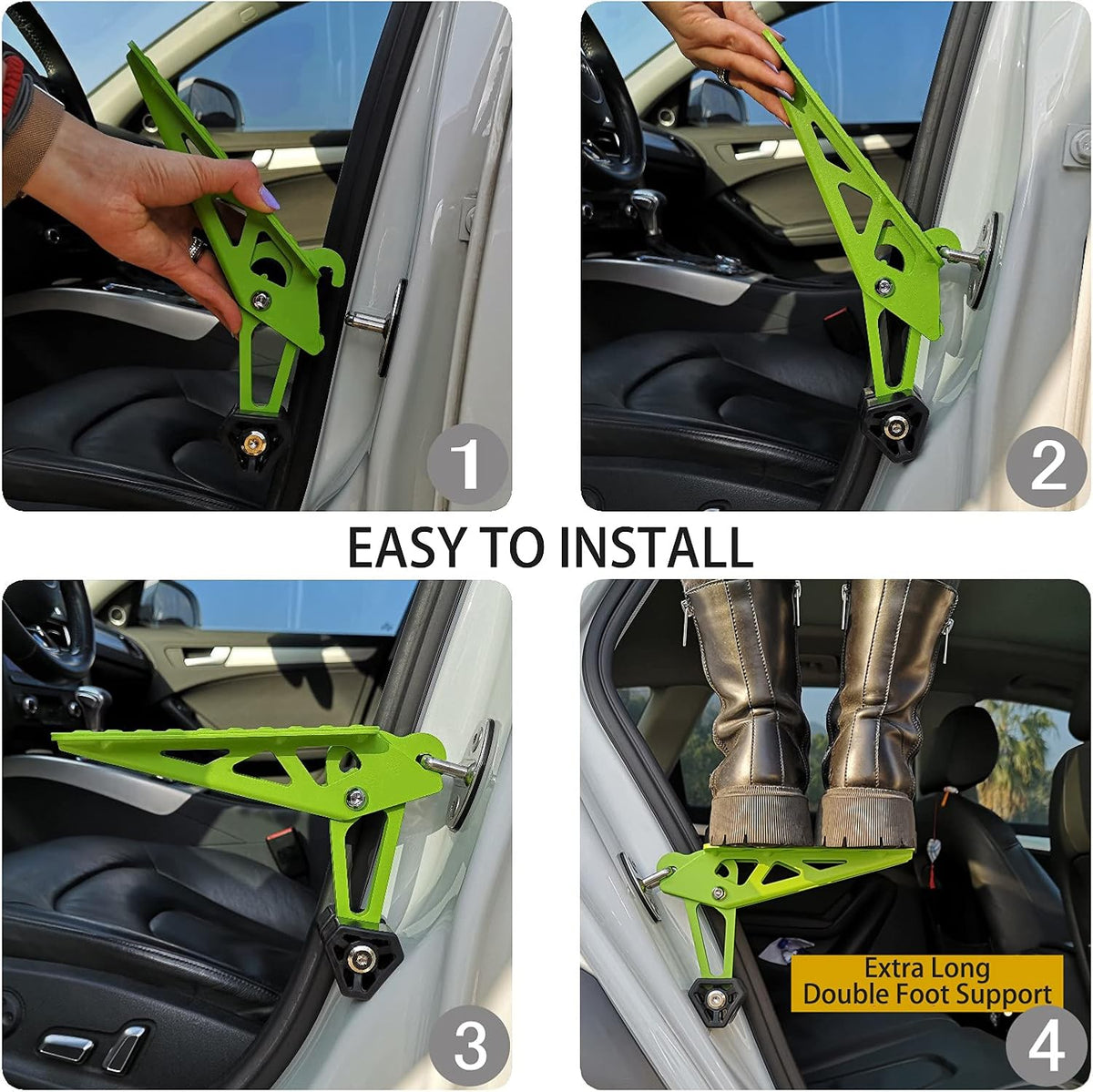 TOOENJOY Universal Fit Car Door Step, Foldable Roof Rack Door Step Up on Door Latch, Both Feet Stand Pedal Ladder, Easy Access to Rooftop for Most Car, SUV, Truck, Max Load 400 lbs(Green