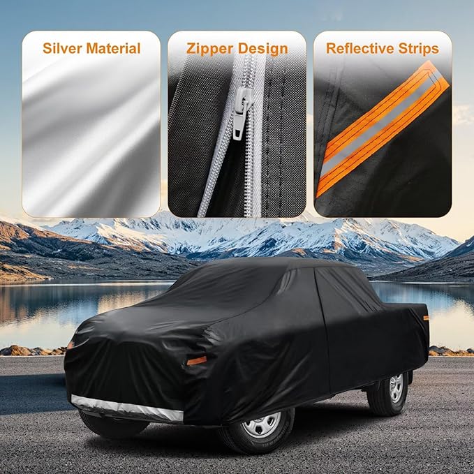 Kayme Truck Cover Custom Fit Nissan Titan XD(2016-2025) Crew Cab Short Bed. Full Exterior Heavy Duty Outdoor Pickup Truck Car Cover Waterproof All Weather.Car Tarp for Wind Sun Dust Protection.Black