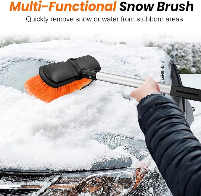 65" Car Wash Brush with Extension Pole, Car Wash 10” Dip Soft Brush, No Scratch Car Cleaning Brush Supplies for RV Boat Truck SUV, House Siding, Snow, Floors, Extension Aluminum Alloy